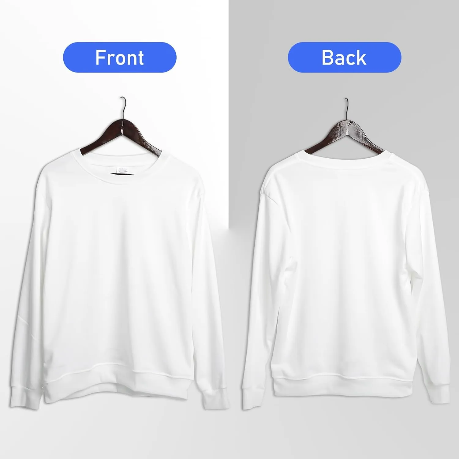 2 Pack Polyester Adult Crewneck Sweatshirt for Sublimation Heat Press White Blank Sweatshirt