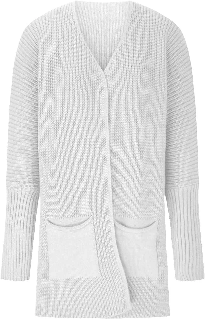 2023 Fall Casual Cardigan Sweaters for Women Long Sleeve Full Zipper Oversized Chunky Knit Cardigans Jacket Coat