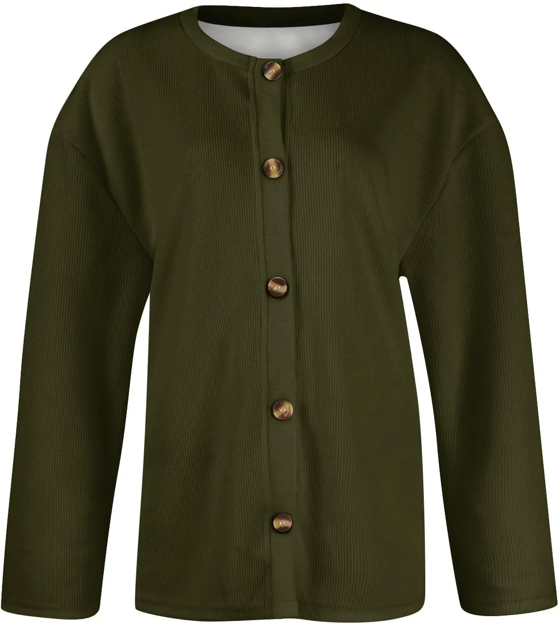 2024 Women's Fashion Solid Colour Long Sleeve Knitted Cardigan Button Up Jacket