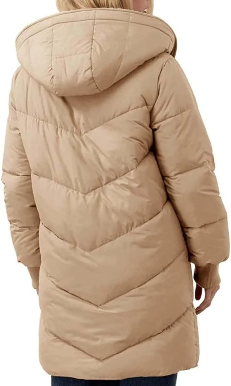 2024 Women's Winter Puffer Coat Thickened Down Jacket Warm Long Down Hood Fleece Lined Long Hooded Puffer Jacket