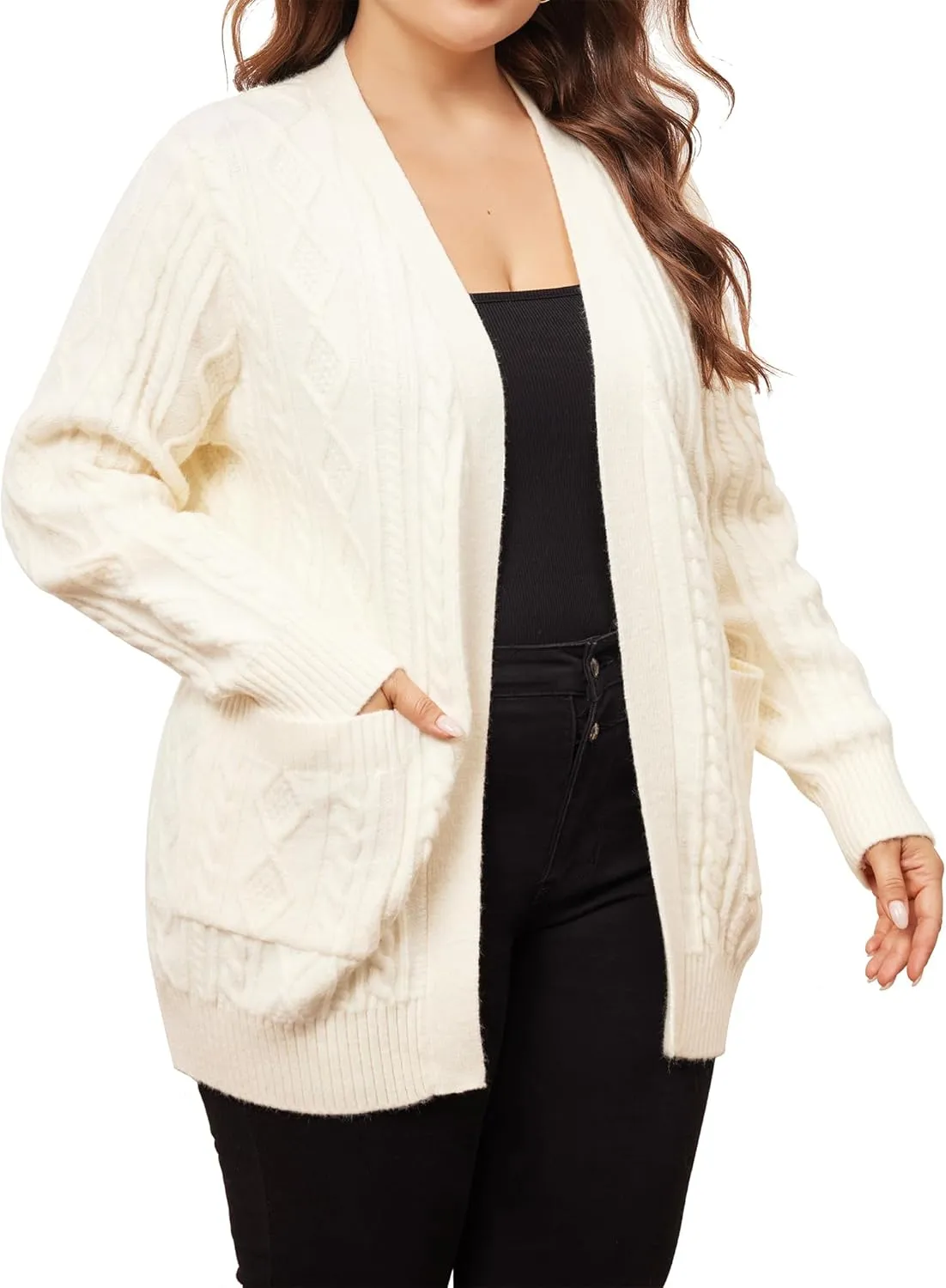 Agnes Orinda Cardigan Sweaters for Women 2025 Plus Size Lightweight Long Sleeve Open Front Sweaters with Pockets