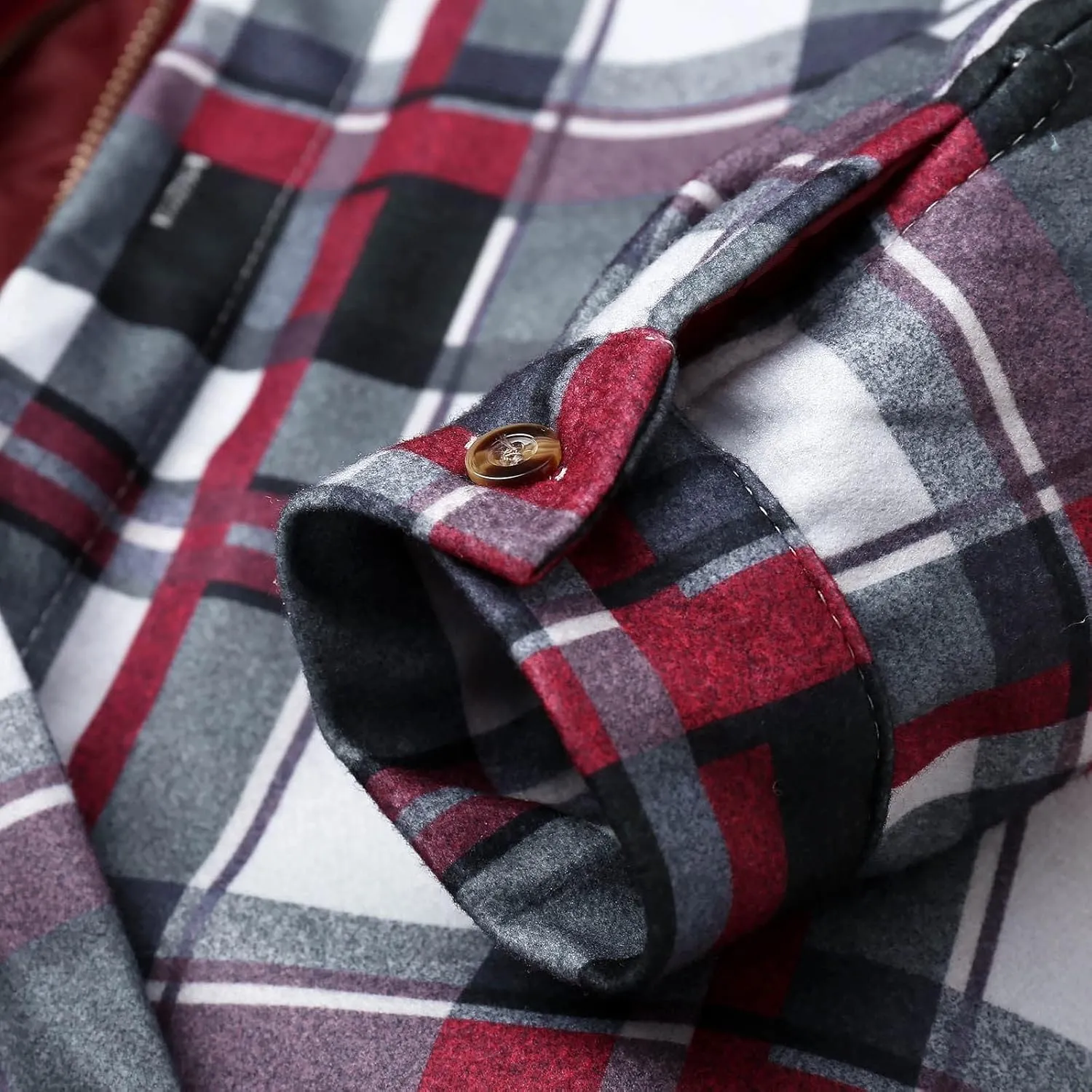 Alalaso Men's Quilted Lined Flannel Hooded Shirt Jacket, Soft Long Sleeve Outdoor Plaid Shirt Jackets