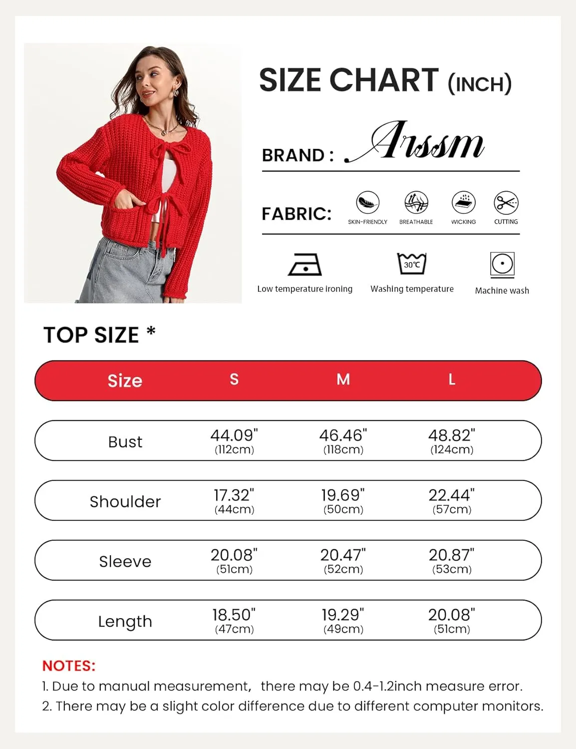 Arssm Womens Tie Front Cardigan Sweaters Cropped Chunky Open Front Knit Sweater Long Sleeve Loose Cardigan Outerwear