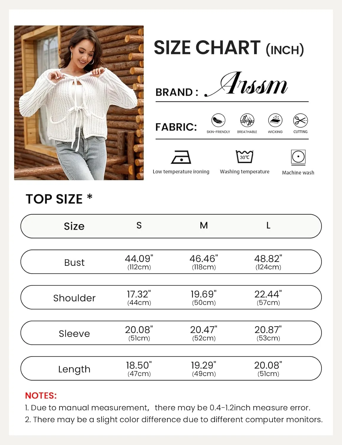 Arssm Womens Tie Front Cardigan Sweaters Cropped Chunky Open Front Knit Sweater Long Sleeve Loose Cardigan Outerwear