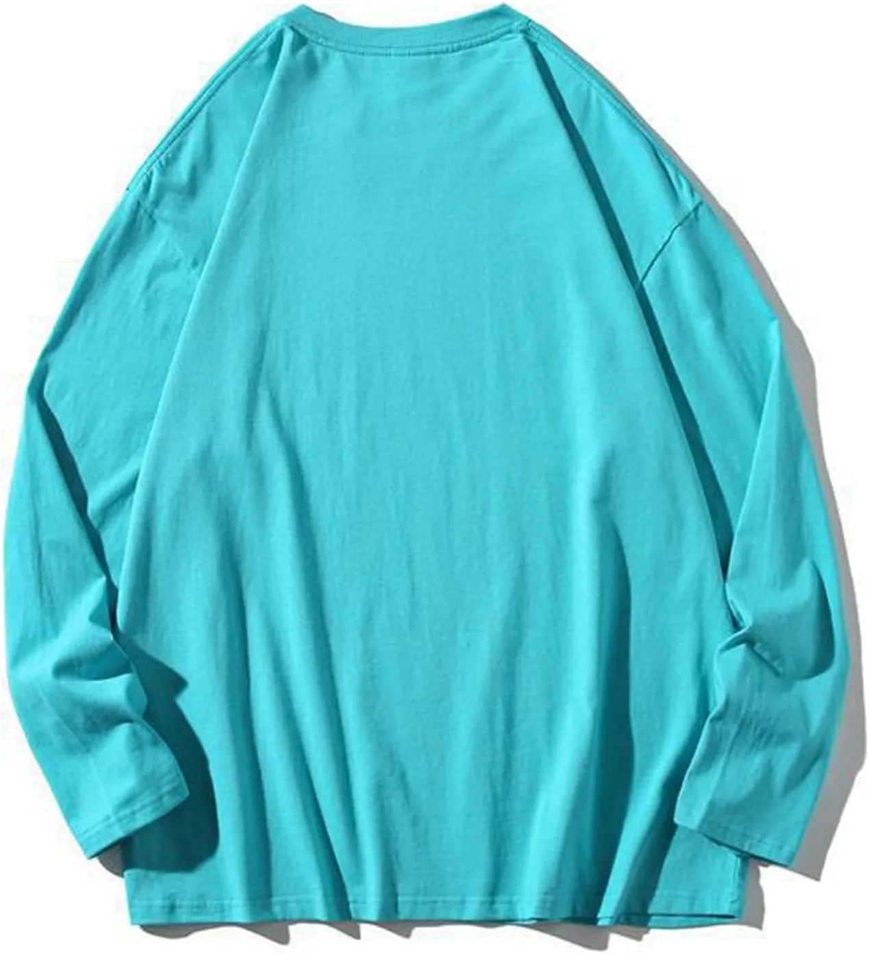 Aymnlox Crewneck Sweatshirt for Men Oversize Solid Color Long Sleeve Casual Lightweight Sweatshirts Baggy Soft Fit Pullover