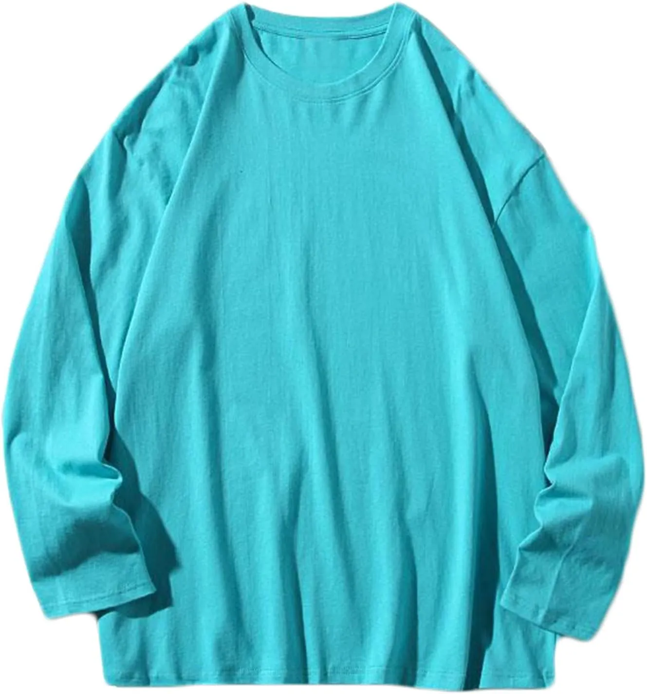Aymnlox Crewneck Sweatshirt for Men Oversize Solid Color Long Sleeve Casual Lightweight Sweatshirts Baggy Soft Fit Pullover