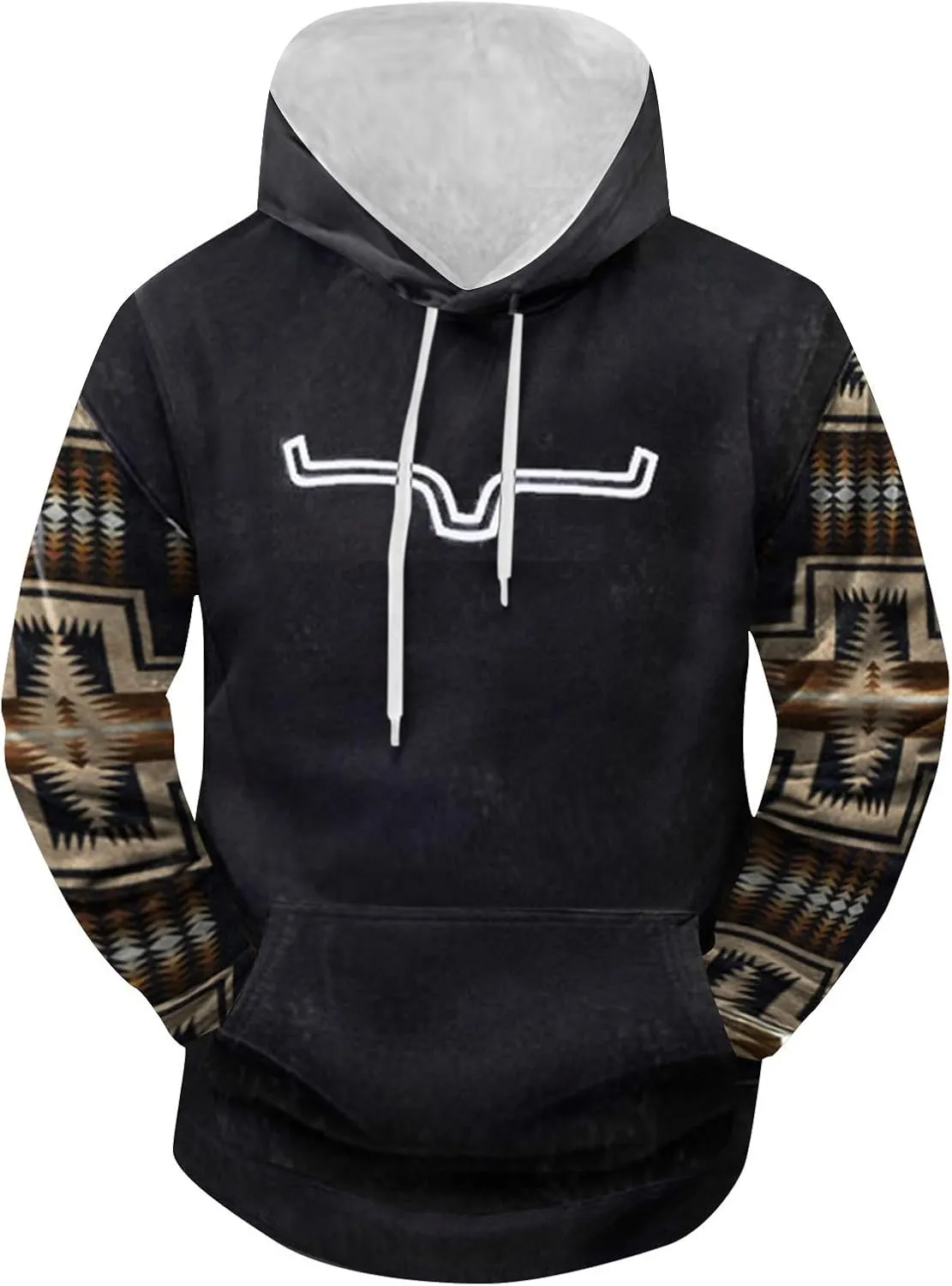 Aztec Cowboy Mens Hoodie Vintage Graphic Western Hoodies Casual Long Sleeve Pullover Mens Country Western Hoodie