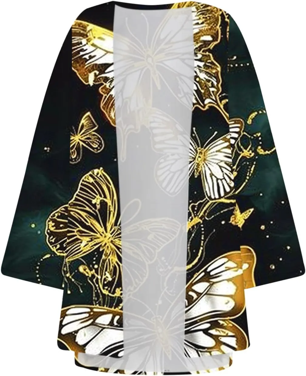 Beach Coverups for Women Floral Printed 3/4 Sleeve Kimono Loose Open Front Cardigan Summer Vacation Outfits