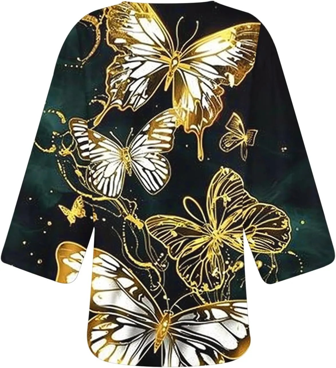Beach Coverups for Women Floral Printed 3/4 Sleeve Kimono Loose Open Front Cardigan Summer Vacation Outfits