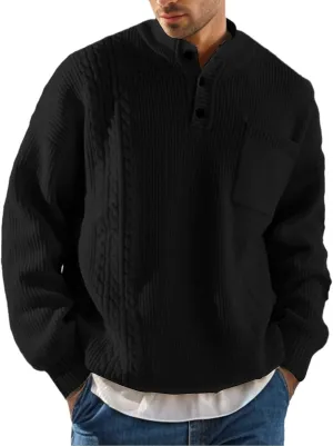 BIFUTON Sweaters for Men, Men's Crewneck Sweater Soft Casual Sweaters for Men Solid Color Classic Pullover Fleece Sweatshirts