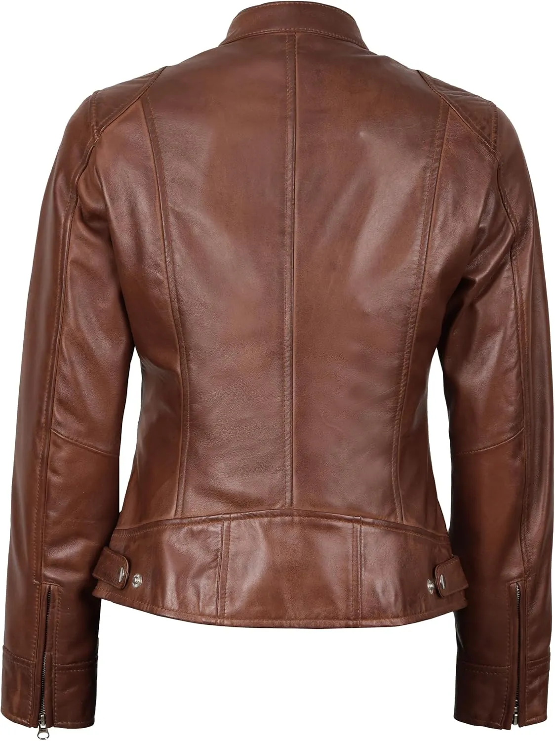 Blingsoul Real Leather Jacket Women - Cafe Racer Style Womens Leather Jackets