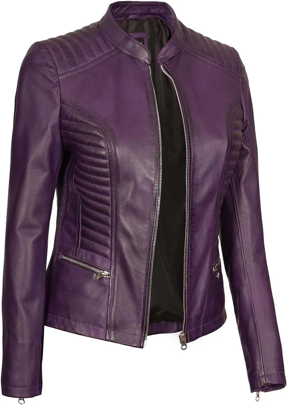 Blingsoul Real Leather Jacket Women - Cafe Racer Style Womens Leather Jackets