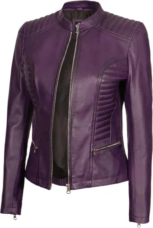 Blingsoul Real Leather Jacket Women - Cafe Racer Style Womens Leather Jackets
