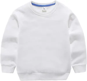 Boys Girls Crewneck Sweatshirts Kids Toddler Baby Sweatshirt Solid Cotton Soft Long Sleeve Uniform Shirts for Girls