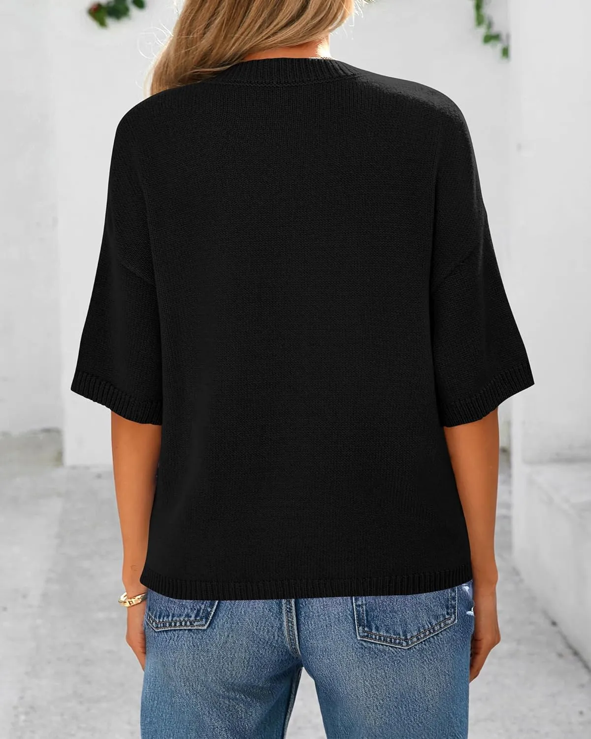 BTFBM Short Sleeve Cardigans for Women Button Up Sweaters Y2k Spring Summer 2025 Crew Neck Business Casual Work Clothes