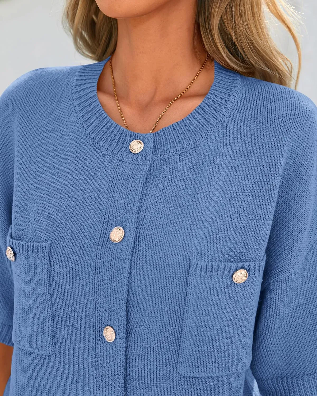 BTFBM Short Sleeve Cardigans for Women Button Up Sweaters Y2k Spring Summer 2025 Crew Neck Business Casual Work Clothes
