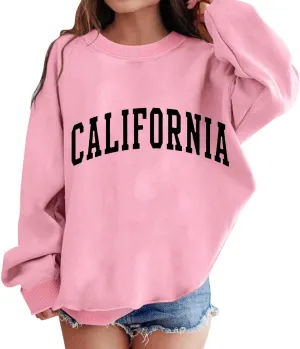 California Hoodies for Girls Graphic Letter Print Pullovers Tops Long Sleeve Casual Soft Pullover Tops for 3-12 Years