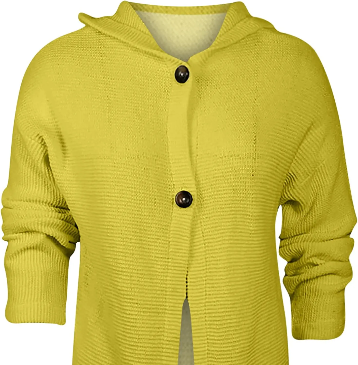 Cardigan for Women Long Sleeve Pure Color Hooded Outwear Loose Long Sweater Buttons Cardigan