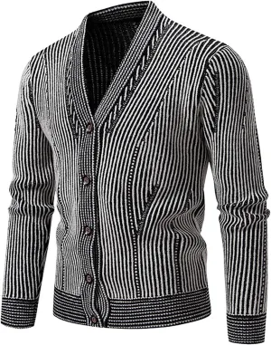 Cardigan Sweaters for Men Chunky Knitted Cardigan Button Down Sweater V Neck Casual Sweaters Lightweight Cardigan