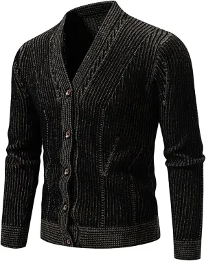 Cardigan Sweaters for Men Chunky Knitted Cardigan Button Down Sweater V Neck Casual Sweaters Lightweight Cardigan