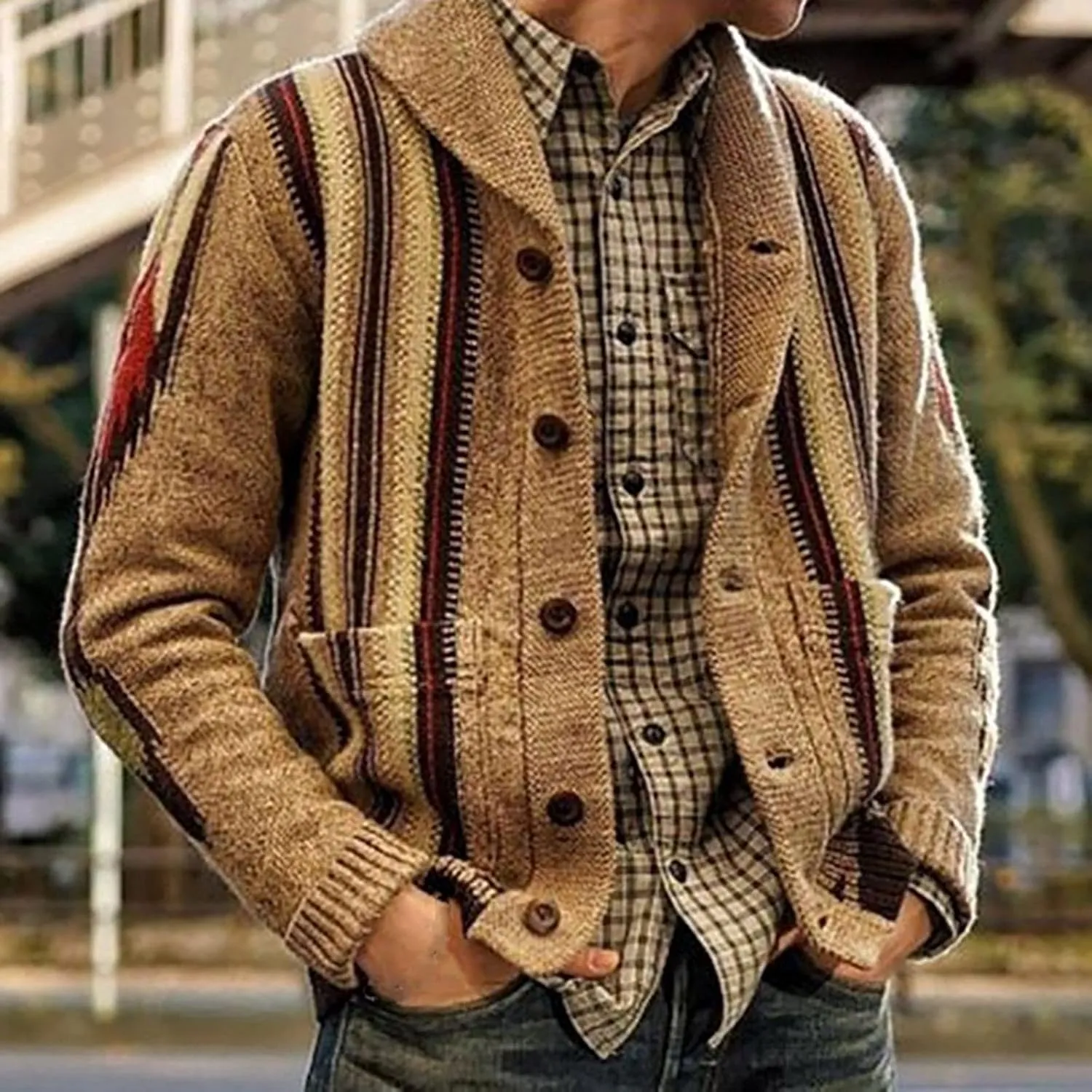 Cardigan Sweaters for Men,Button up Sweater Long Sleeve Knit Open Front Cardigans Fashion Fall Winter Sweater