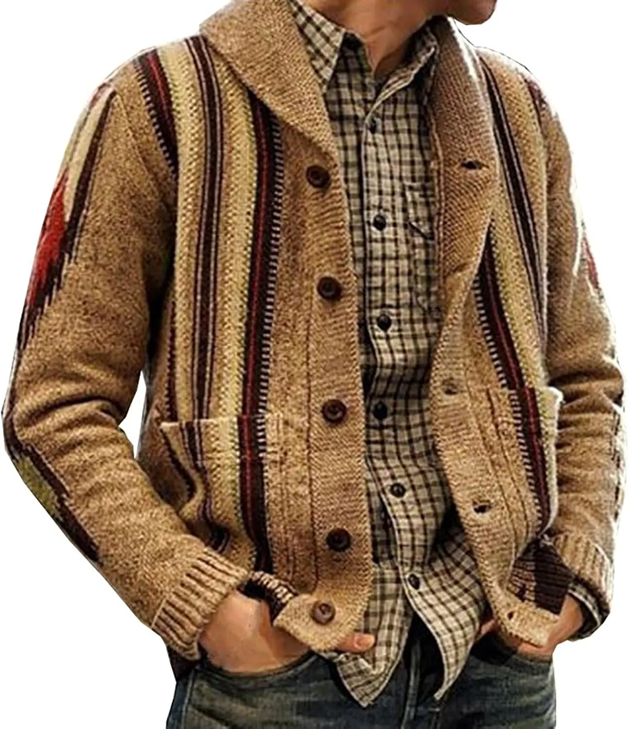 Cardigan Sweaters for Men,Button up Sweater Long Sleeve Knit Open Front Cardigans Fashion Fall Winter Sweater