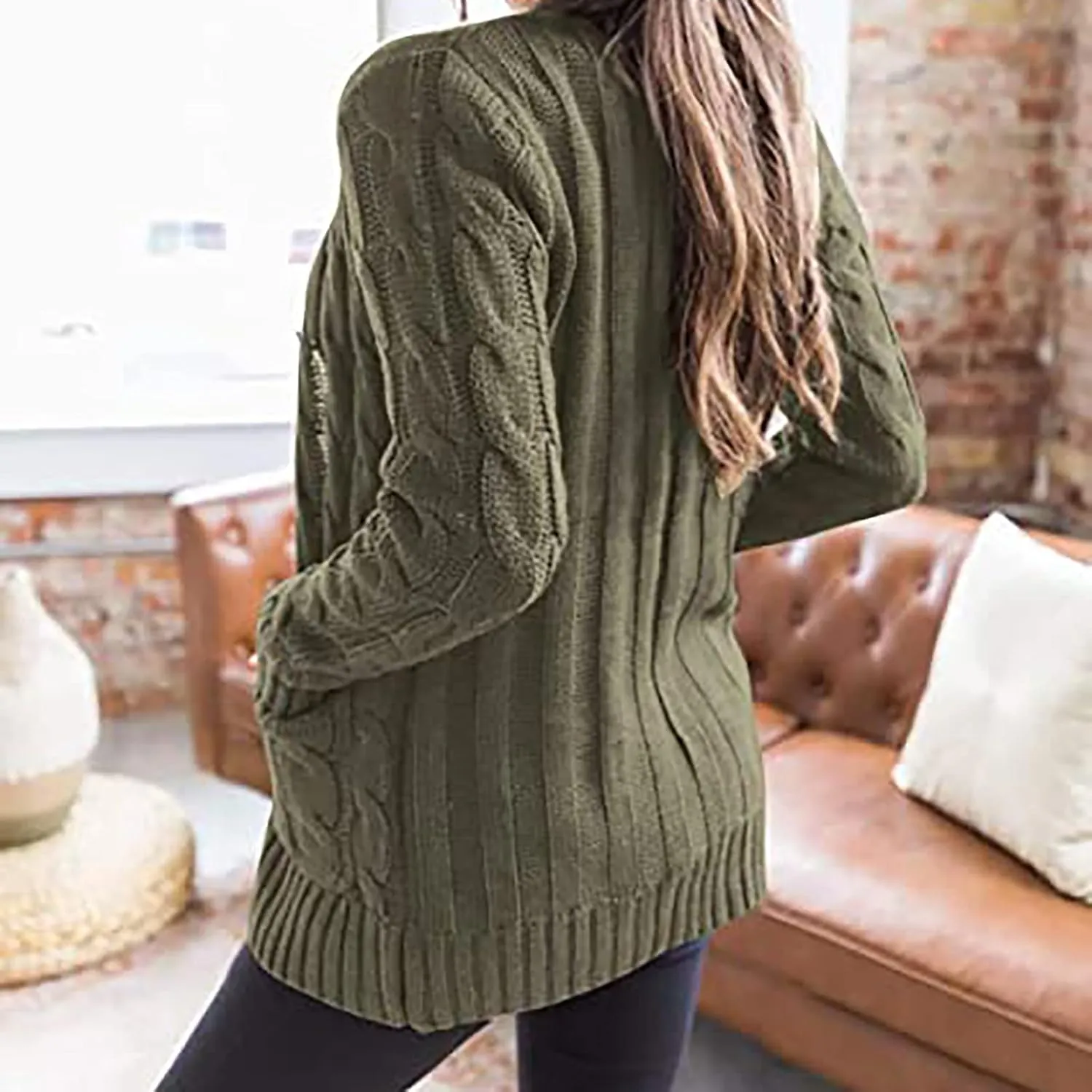 Cardigan Sweaters for Women Button Long Sleeve Cable Knit Sweater Loose Open Front Casual Fall Fashion Cardigans
