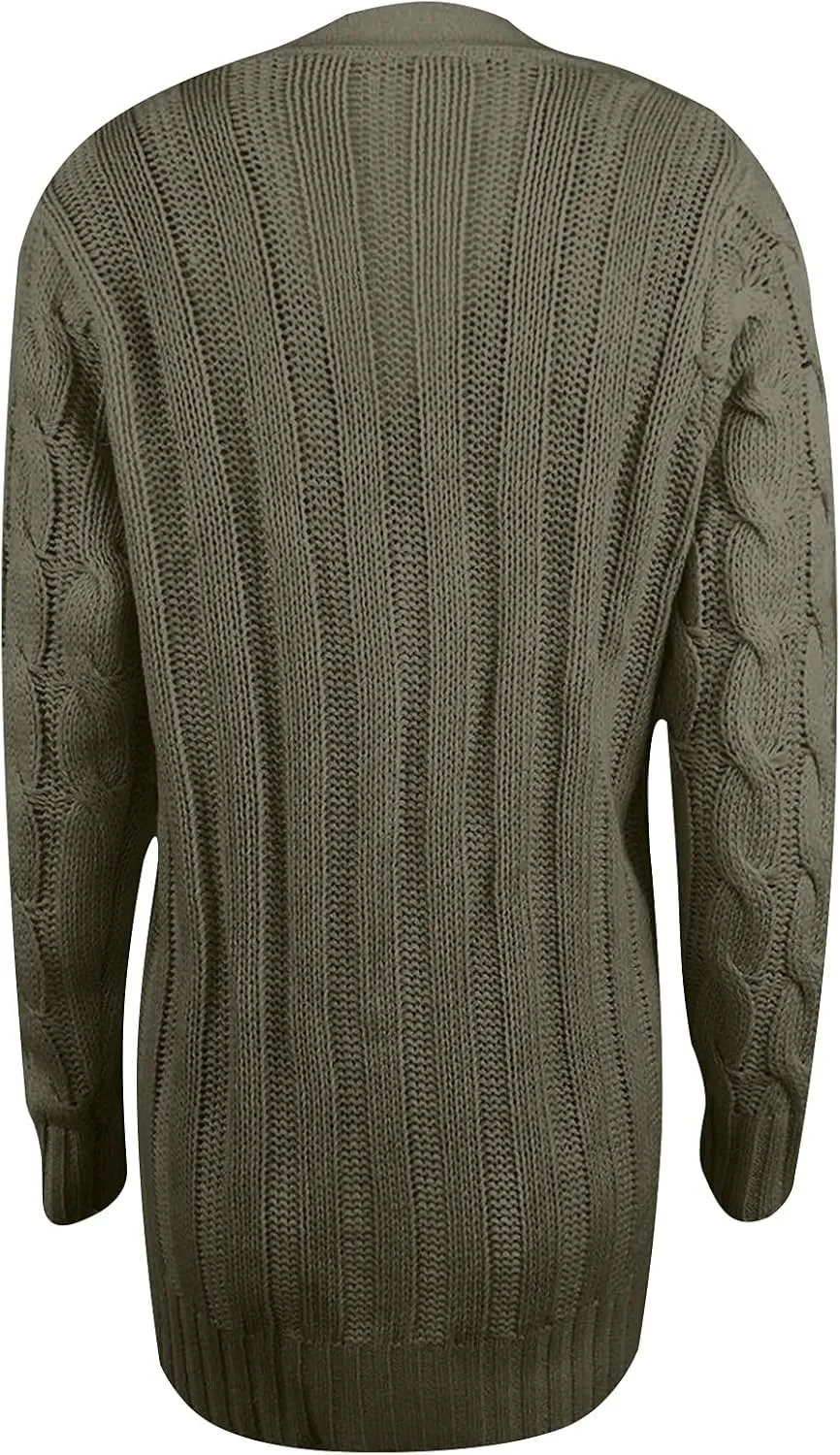 Cardigan Sweaters for Women Button Long Sleeve Cable Knit Sweater Loose Open Front Casual Fall Fashion Cardigans