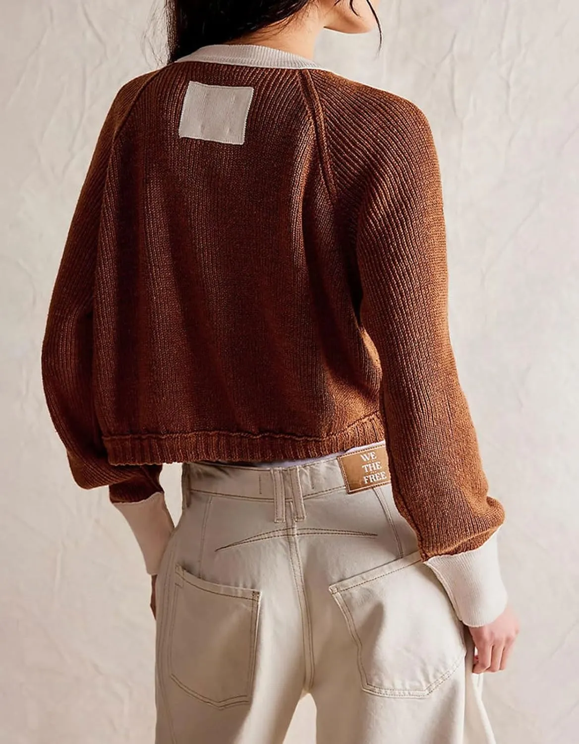 CHARTOU Women Button Up Cable Knit Sweater Jacket Fall Color Block Short Knitted Cropped Cardigan Sweater Y2k Crop Top