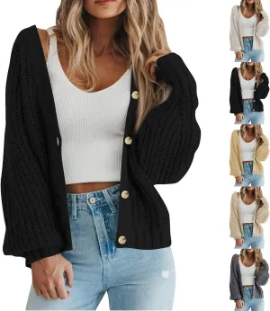 Chunky Cardigan Sweaters for Women Cable Knit Open Front Cardigan with Pockets Oversized Loose Long Sleeve Sweaters