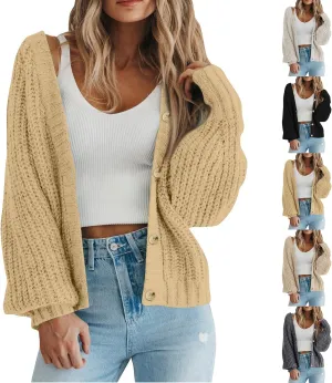 Chunky Cardigan Sweaters for Women Cable Knit Open Front Cardigan with Pockets Oversized Loose Long Sleeve Sweaters
