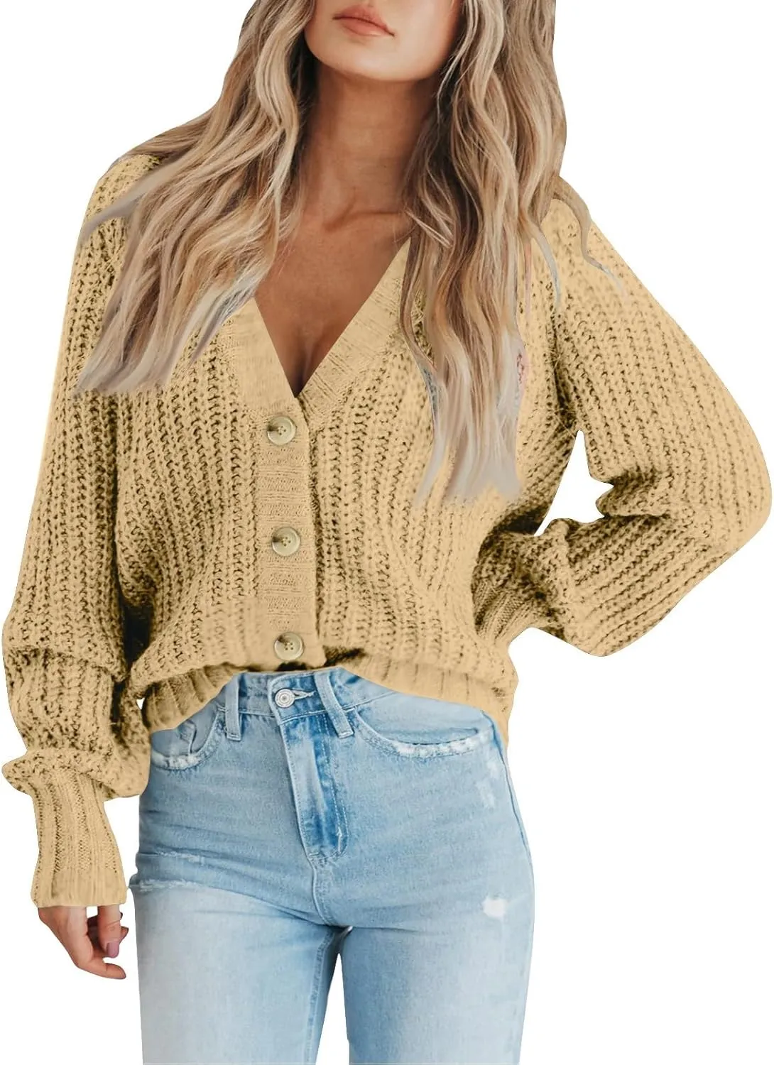 Chunky Cardigan Sweaters for Women Cable Knit Open Front Cardigan with Pockets Oversized Loose Long Sleeve Sweaters
