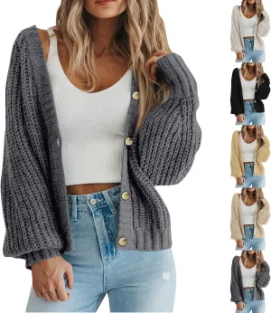 Chunky Cardigan Sweaters for Women Cable Knit Open Front Cardigan with Pockets Oversized Loose Long Sleeve Sweaters
