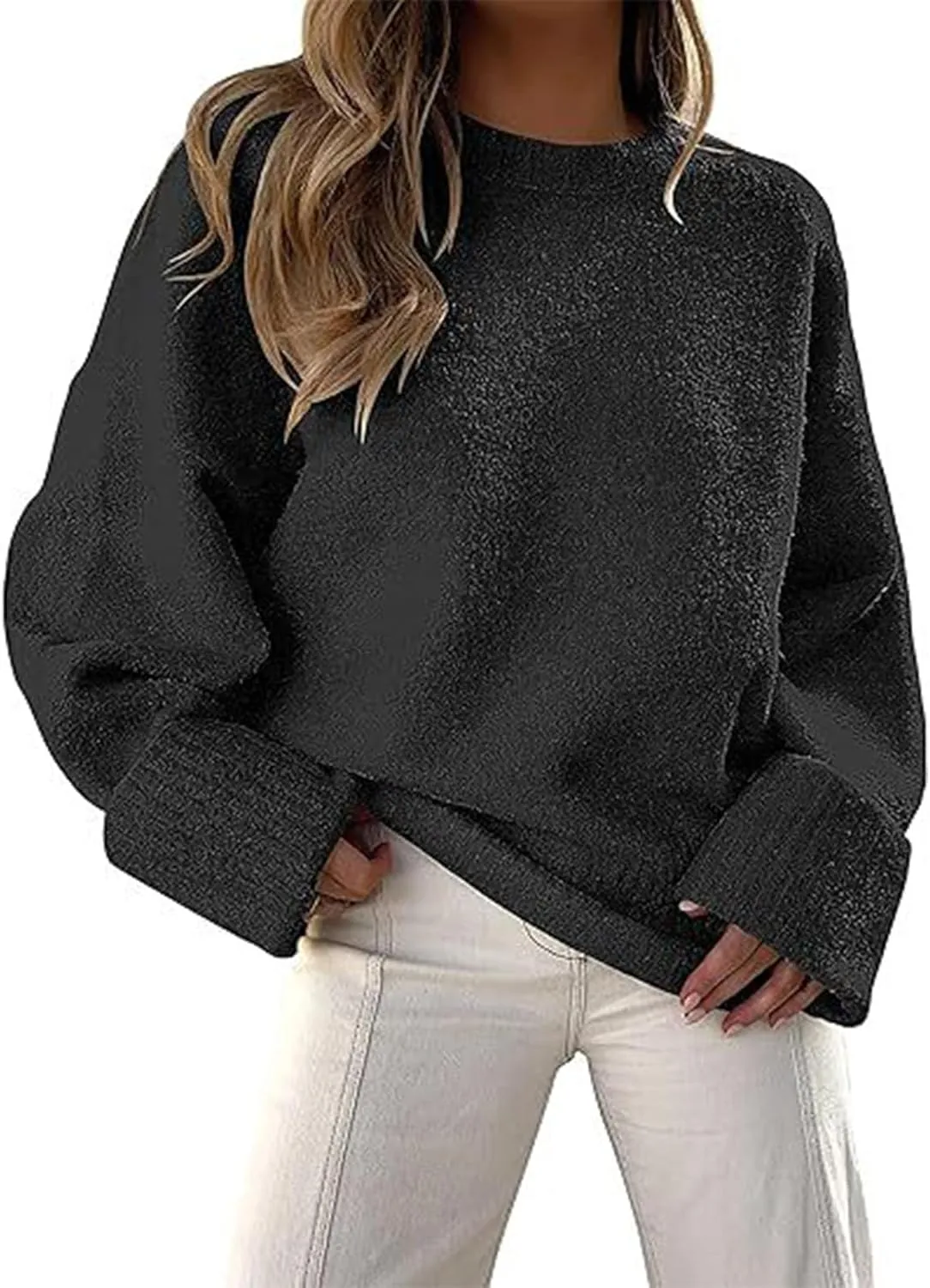 Chunky Sweater Womens Fall Oversized Crewneck Long Sleeve Pullover Fashion Sweaters