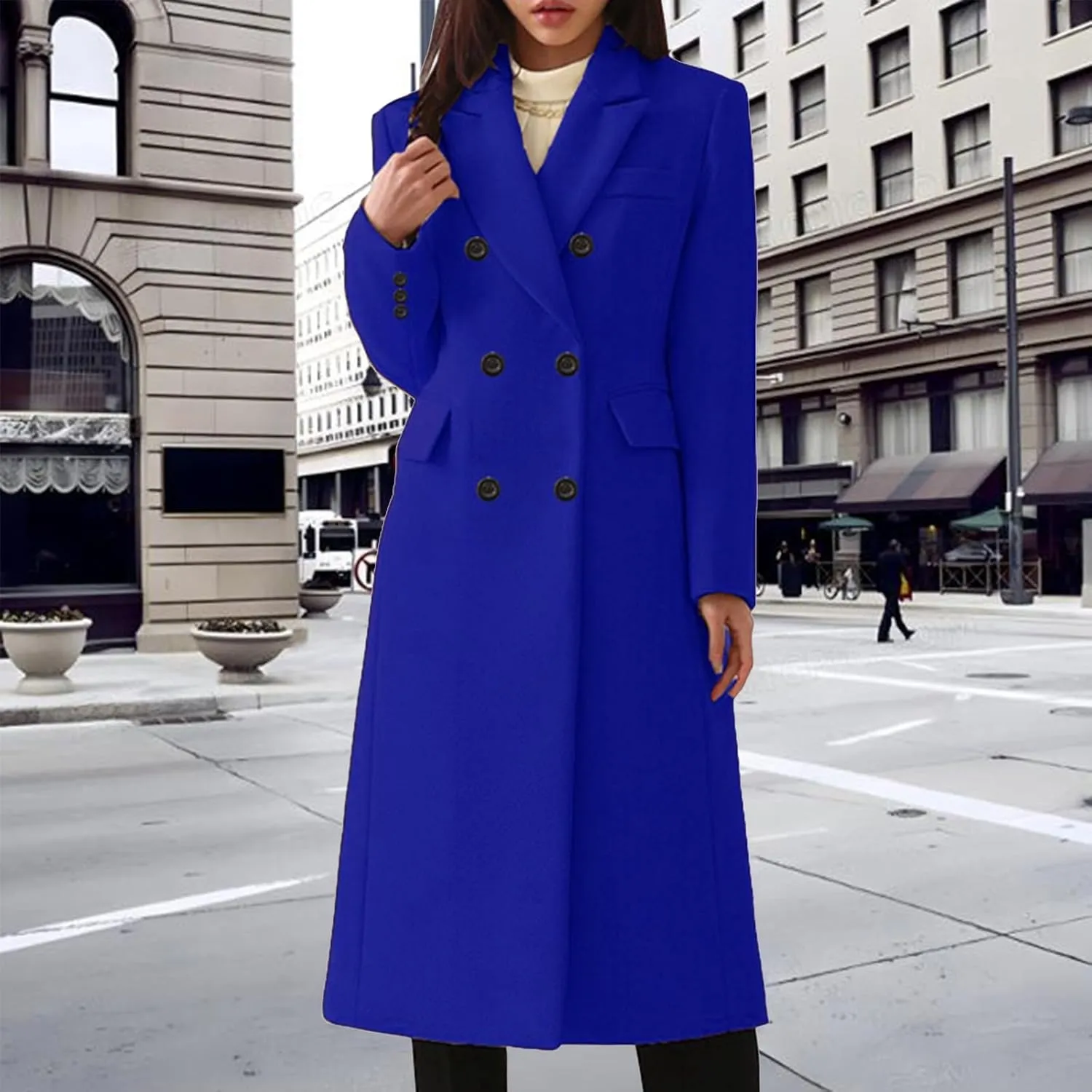 Classic Long Women'S Trench Coat - Timeless, Warm Windproof Jacket For Any Occasion Double-Breasted Woolen Coat