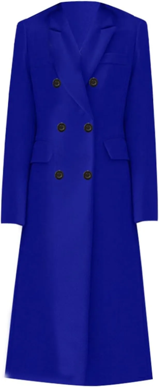 Classic Long Women'S Trench Coat - Timeless, Warm Windproof Jacket For Any Occasion Double-Breasted Woolen Coat