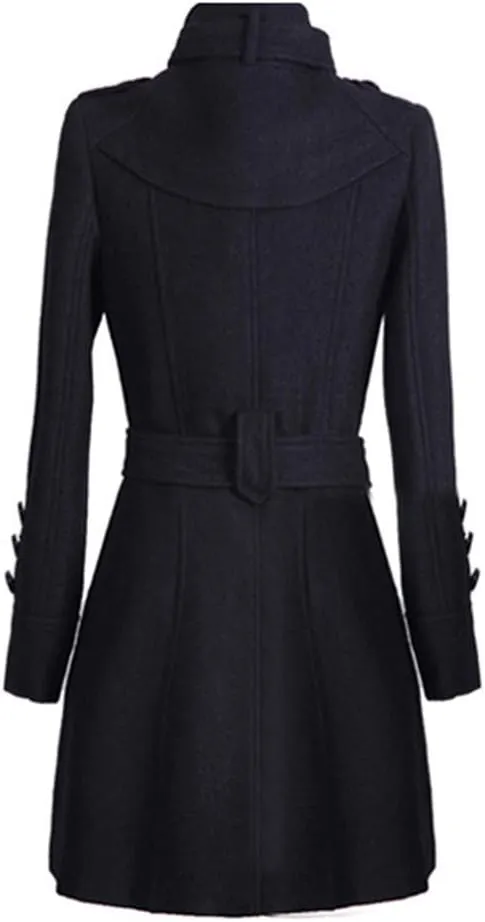cooki Fall Jackets for Women 2023 Women Wool Trench Coat Winter Double-Breasted Jacket with Belts Casual Winter Classic Coat
