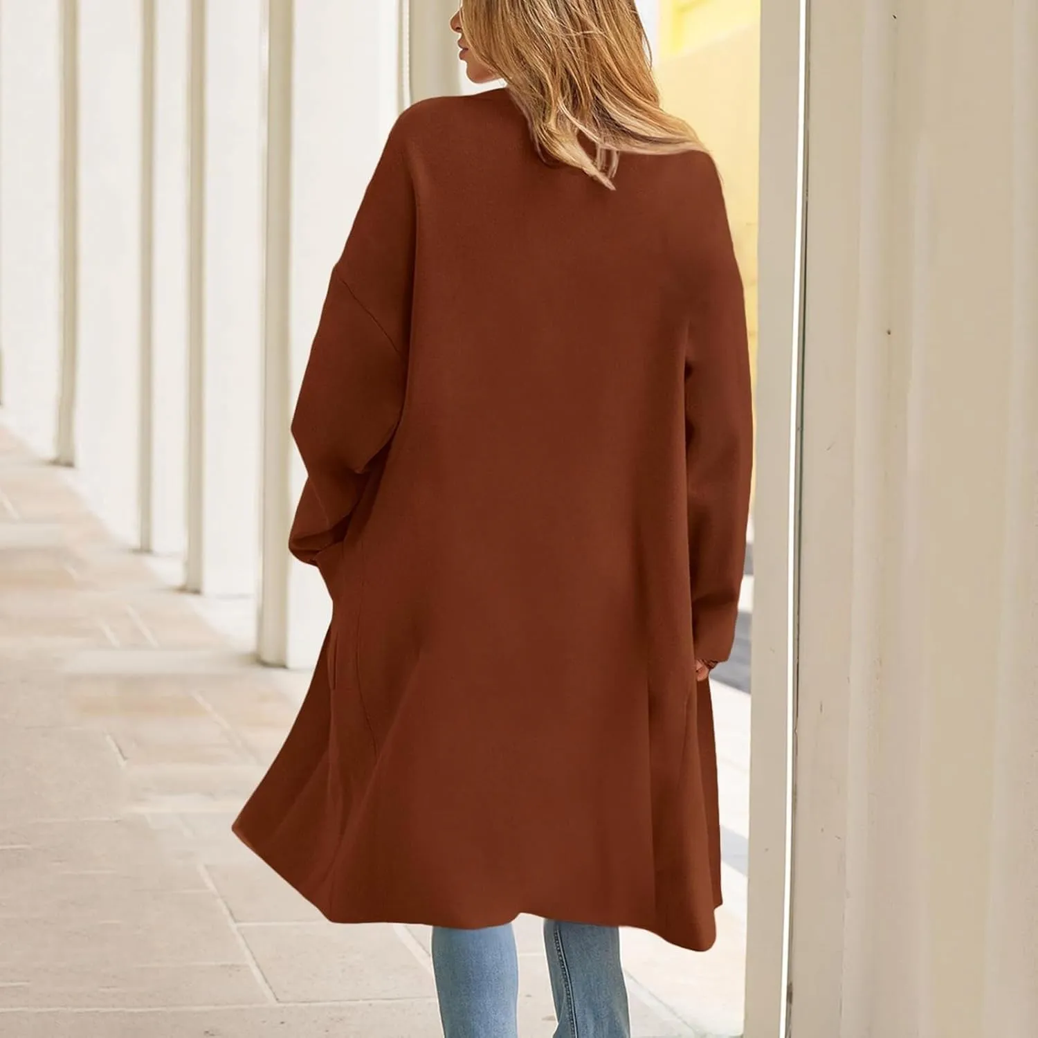 cooki Womens Coats Winter Sweater Cardigan Sweater Open Front Coats Wool Blend Trench Coats Casual Overcoats Long Soft Jacket