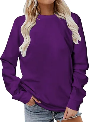 Crew Neck Sweatshirts Women Loose Soft Long Sleeve Basic Shirts Comfy Pullover Tops Fall Fashion Outfits Clothes 2024