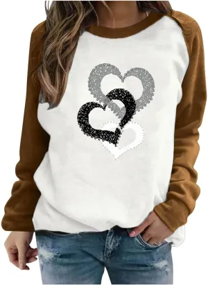 Crewneck Sweatshirts For Women Cute Heart Graphic Long Sleeve Tops Casual Loose Tunic Pullover Winter Outfits 2024