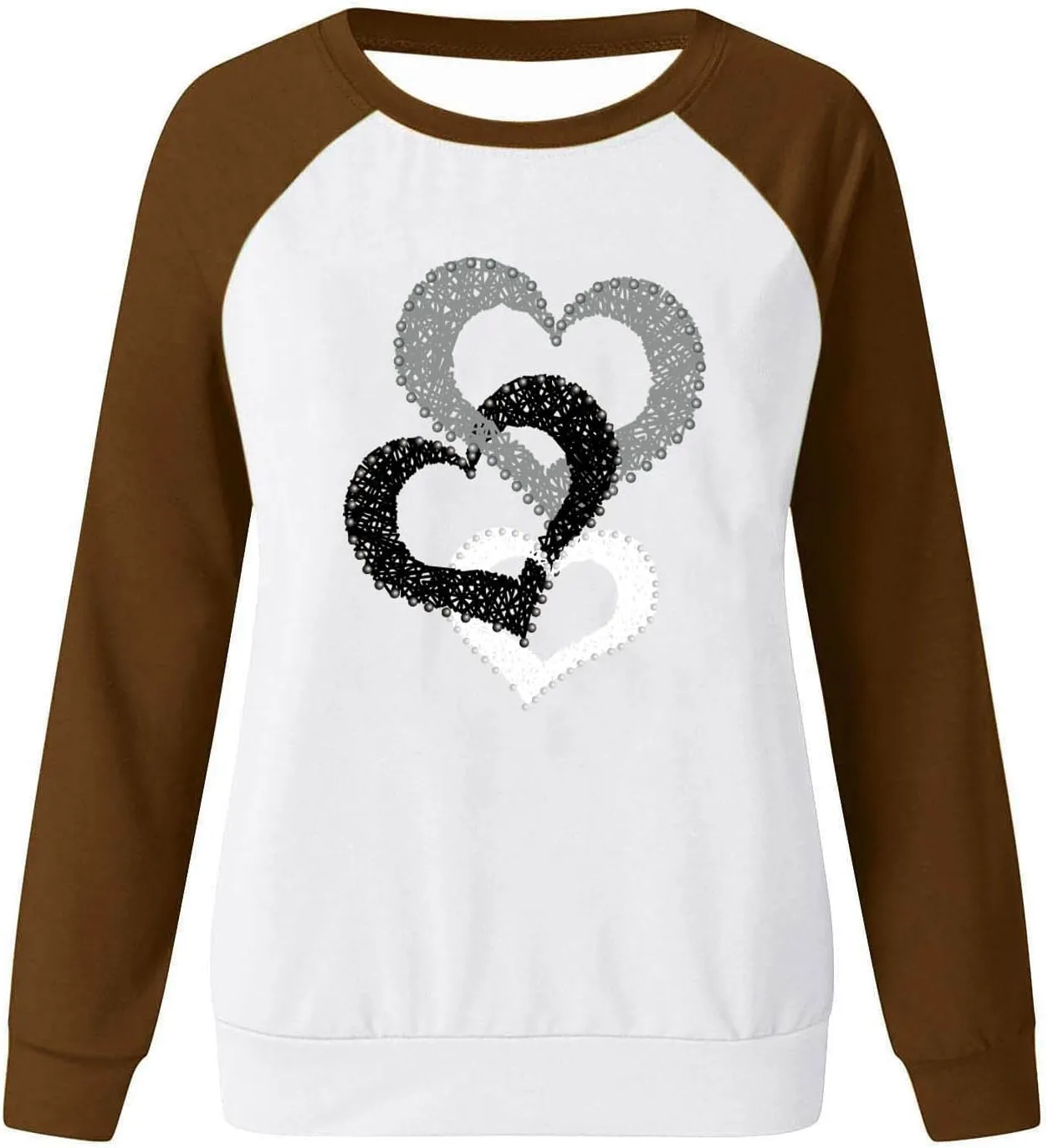 Crewneck Sweatshirts For Women Cute Heart Graphic Long Sleeve Tops Casual Loose Tunic Pullover Winter Outfits 2024