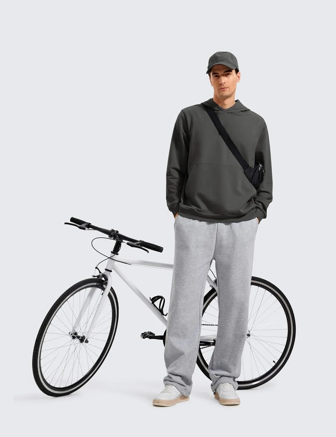 CRZ YOGA Mens Fleece Hoodies Basic Casual Hooded Sweatshirts Long Sleeve Pullover Workout Tops with Pocket
