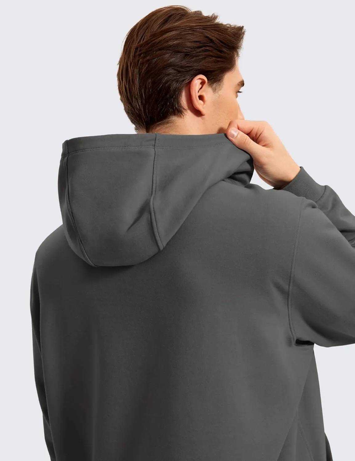 CRZ YOGA Mens Fleece Hoodies Basic Casual Hooded Sweatshirts Long Sleeve Pullover Workout Tops with Pocket