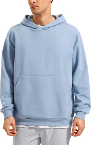 CRZ YOGA Mens Fleece Hoodies Basic Casual Hooded Sweatshirts Long Sleeve Pullover Workout Tops with Pocket