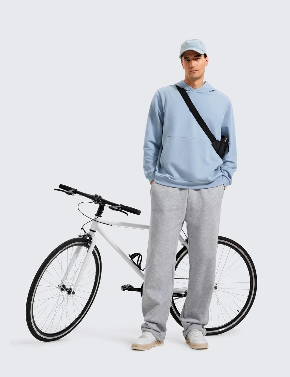 CRZ YOGA Mens Fleece Hoodies Basic Casual Hooded Sweatshirts Long Sleeve Pullover Workout Tops with Pocket