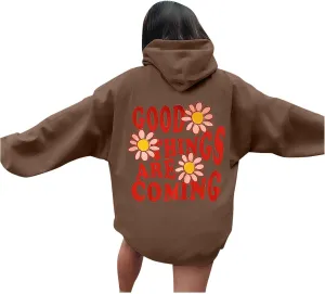 Cute Temperament Letter Print Sweatshirt for Womens Crewneck Casual Soft Hoodie Long Sleeve Comfort Pullover Home Suits