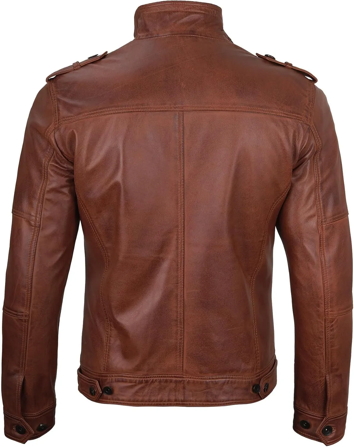 Decrum Mens Leather Jacket – Cafe Racer Style Casual Leather Jackets For Men