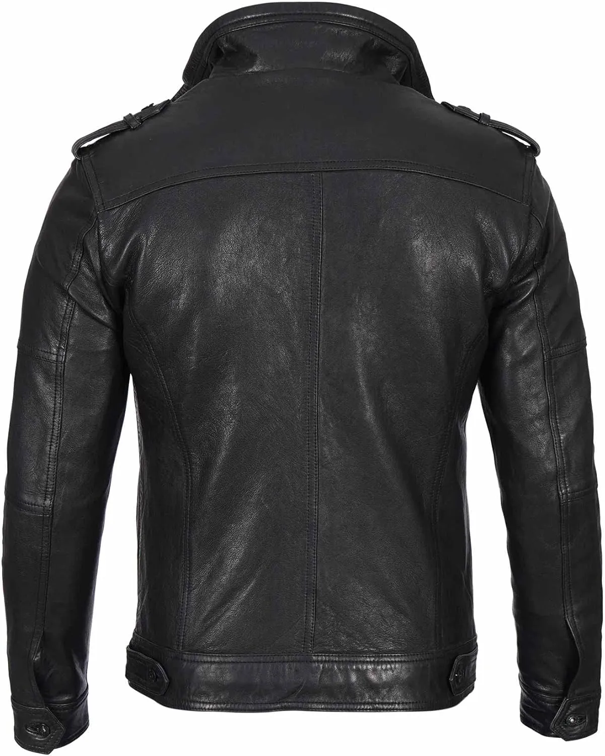 Decrum Mens Leather Jacket – Cafe Racer Style Casual Leather Jackets For Men