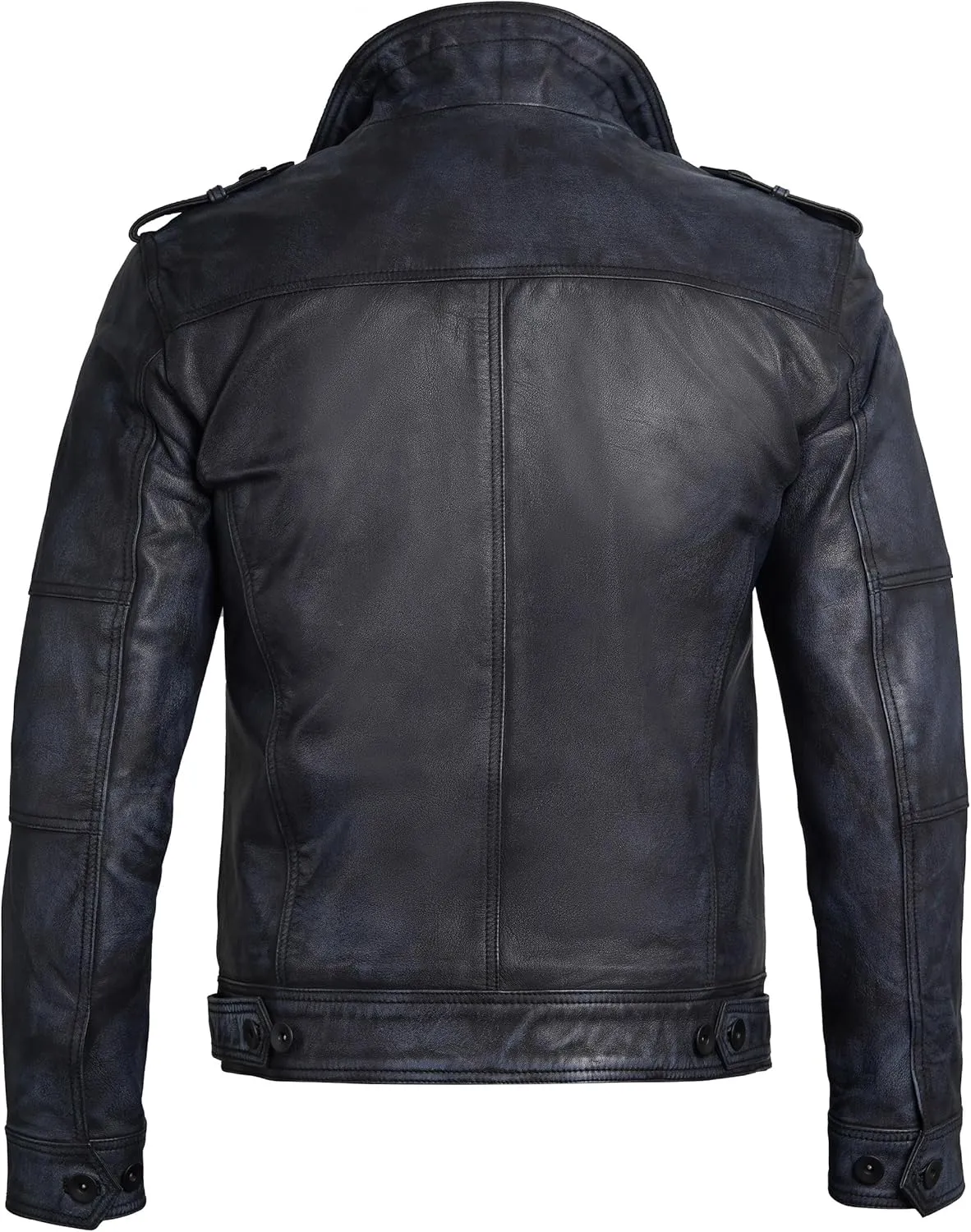 Decrum Mens Leather Jacket – Cafe Racer Style Casual Leather Jackets For Men