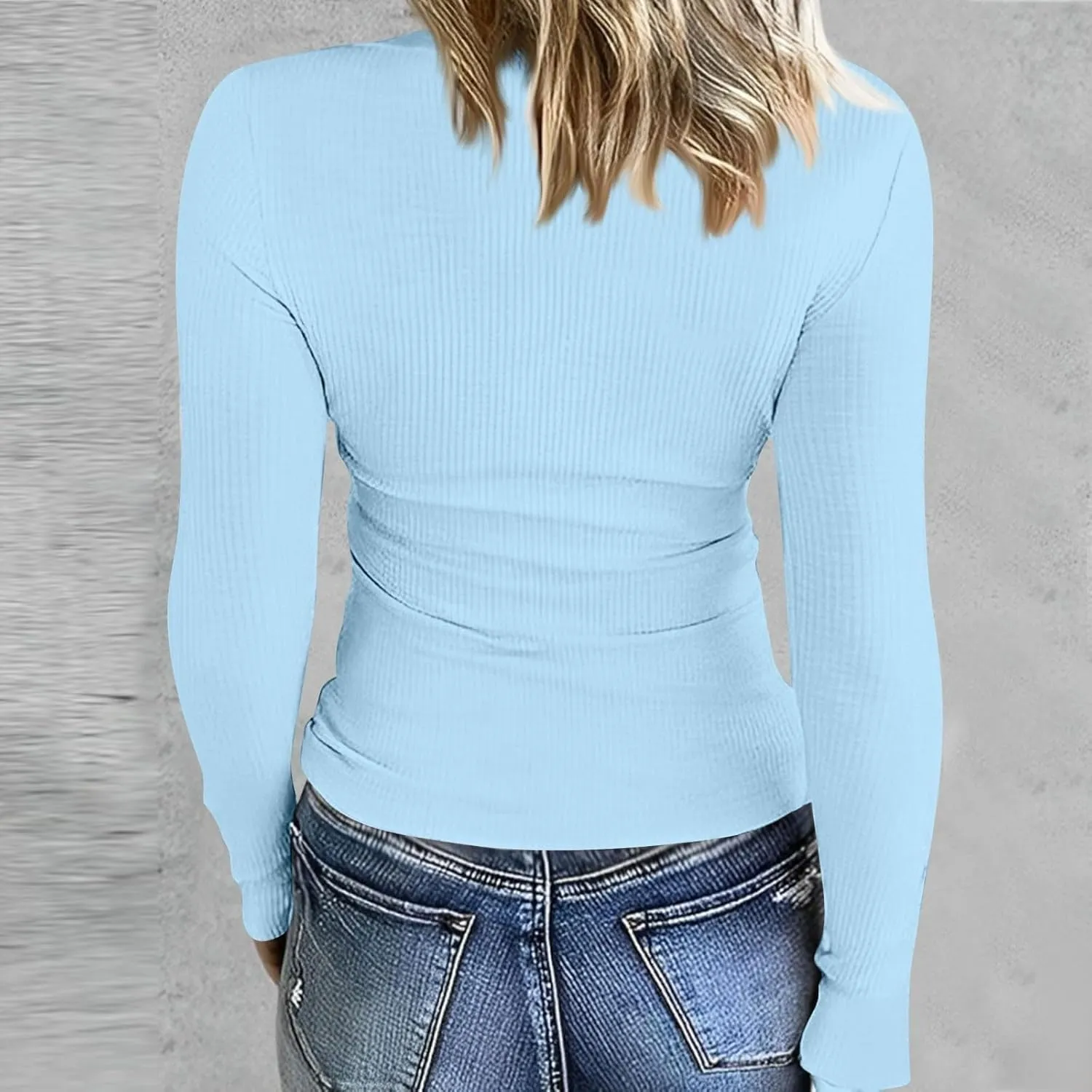DINEVE Sweater for Women Long Sleeve Ribbed Crewneck Sweatshirt Lightweight Casual Tunic Shirts Winter Warm Pullover Tops